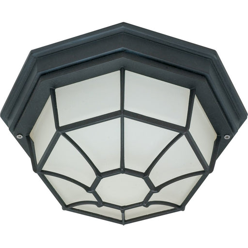 Nuvo 60-536 12in 1-Light Outdoor Flush Mount | Industrial Textured Black Die-Cast and Frosted Glass | Covered Patio & Entryway | 12 x 12 x | Model 60-536