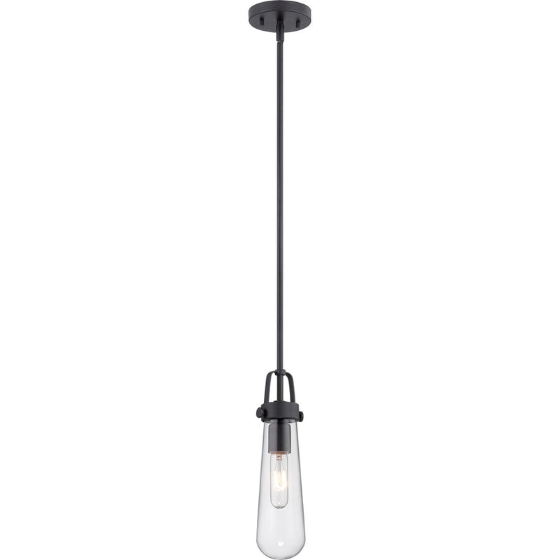 Nuvo Lighting Beaker 4.75in 1-Light Mini Pendant | Transitional Aged Bronze and Clear Glass | Kitchen Island & Dining Room | 4.75 x 4.75 x | Model 60-5362