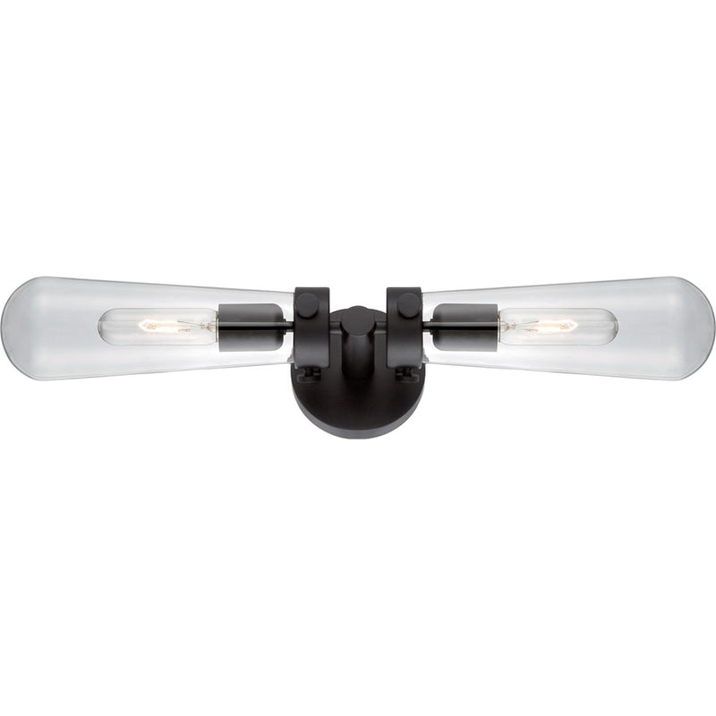 Nuvo Lighting Beaker 24in 2-Light Wall Sconce | Transitional Aged Bronze and Clear Glass | Living Room & Hallway Accent | 23.75 x 5.875 in | Model 60-5363