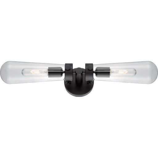 Nuvo Lighting Beaker 24in 2-Light Wall Sconce | Transitional Aged Bronze and Clear Glass | Living Room & Hallway Accent | 23.75 x 5.875 in | Model 60-5363