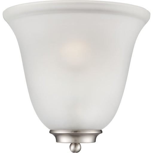 Nuvo Empire 10in 1-Light Wall Sconce | Traditional Brushed Nickel and Frosted Glass | Hallway & Bedroom Accent | 10 x 5 x 9.625 in | Model 60-5377