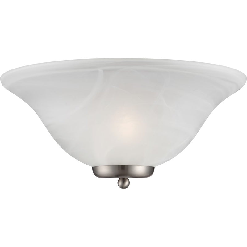 Nuvo Ballerina 1-Light Wall Sconce | Traditional Brushed Nickel and Alabaster Glass | Hallway & Bedroom Accent Light | 7.825in Extension | Model 60-5381