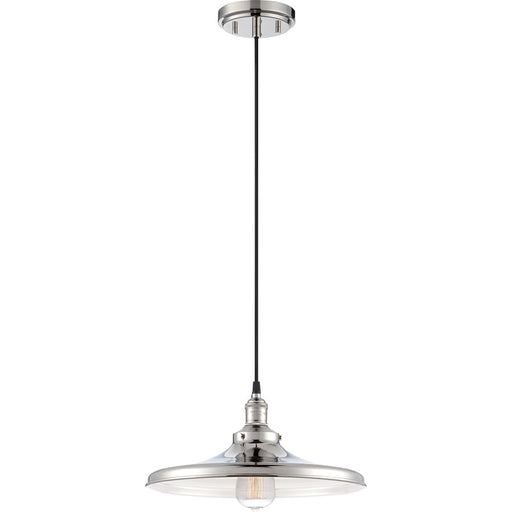 Nuvo Vintage 14in 1-Light Pendant | Transitional Polished Nickel Metal Shade | Kitchen Island & Dining Room | 14 x 14 x 6.75 in | Model 60-5406