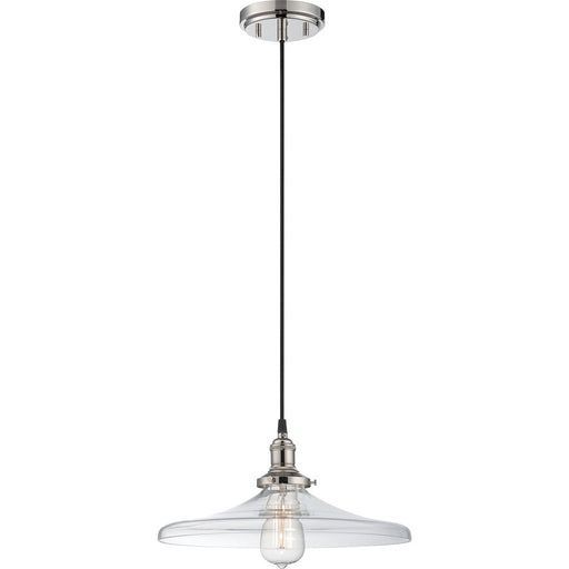 Nuvo Vintage 14in 1-Light Pendant | Transitional Polished Nickel and Clear Glass | Kitchen Island & Dining Room | 14 x 14 x 6.75 in | Model 60-5407