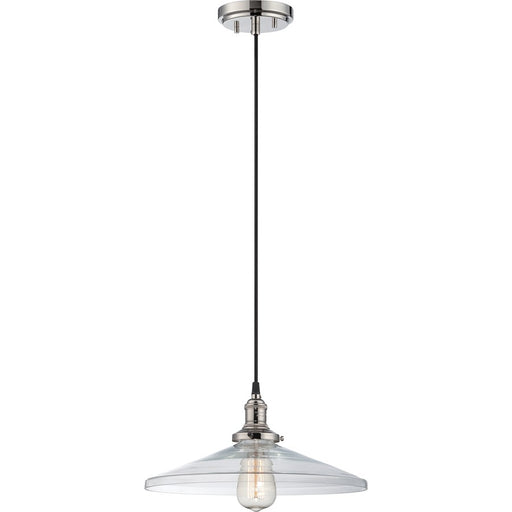 Nuvo Lighting Vintage 14in 1-Light Pendant | Transitional Polished Nickel and Clear Glass | Kitchen Island | 14 x 14 x 6.38 in | Model 60-5408