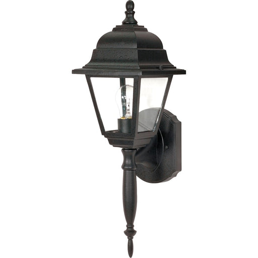 Nuvo Briton 18in 1-Light Outdoor Wall Lantern | Industrial Black and Clear Seed Glass | Covered Porch & Entryway | 6 x 18 x 12 in | Model 60-542
