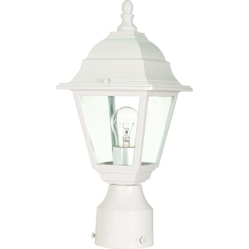 Nuvo Lighting Briton 14in 1-Light Post Lantern | Traditional White and Clear Glass | Outdoor Entry & Garden Path | 15 x 15 x 26 in | Model 60-546