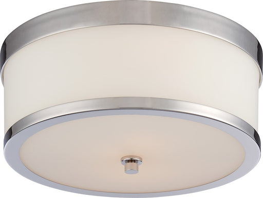 Nuvo Celine 13.62in 2-Light Flush Mount | Traditional Polished Nickel and Etched Opal Glass | Hallway & Bedroom Ceiling Light | 13.62 x | Model 60-5476