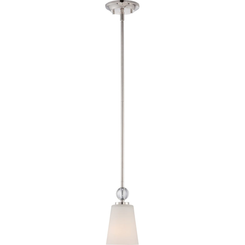 Nuvo Connie 4.75in 1-Light Mini Pendant | Traditional Polished Nickel and Satin White Glass | Kitchen Island & Dining Room | 4.75 x 4.75 x | Model 60-5498