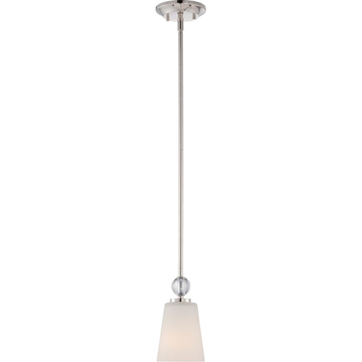 Nuvo Connie 4.75in 1-Light Mini Pendant | Traditional Polished Nickel and Satin White Glass | Kitchen Island & Dining Room | 4.75 x 4.75 x | Model 60-5498