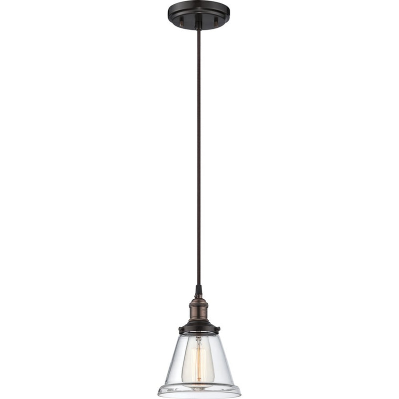 Nuvo Lighting Vintage 6.5in 1-Light Pendant | Transitional Rustic Bronze and Clear Glass | Kitchen Island & Dining Room | 6.5 x 8.62 in | Model 60-5502
