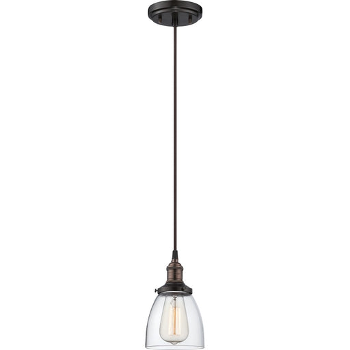 Nuvo Lighting Vintage 1-Light Pendant | Transitional Rustic Bronze and Clear Glass | Kitchen Island & Dining Room | 5.12 x 8.62 in | Model 60-5504