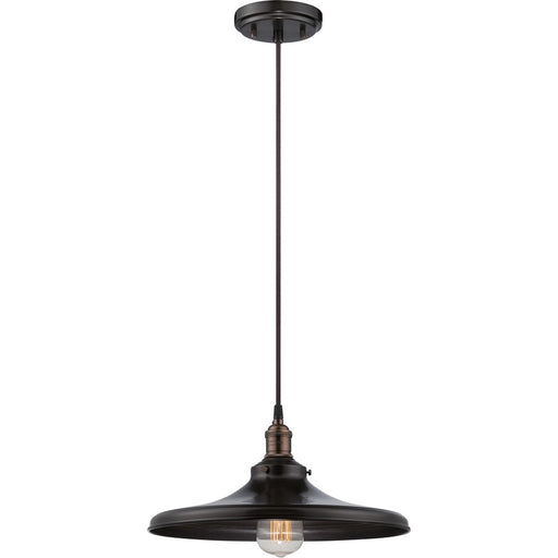 Nuvo Lighting Vintage 14in 1-Light Pendant | Transitional Rustic Bronze Metal Shade | Kitchen Island & Dining Room | 14 x 14 x 6.75 in | Model 60-5506