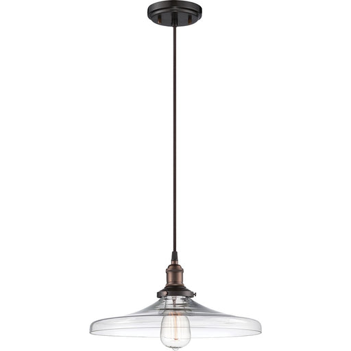 Nuvo Lighting Vintage 14in 1-Light Pendant | Transitional Rustic Bronze and Clear Glass | Kitchen Island & Dining Room | 14 x 14 x 6.75 in | Model 60-5507