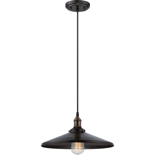 Nuvo Lighting Vintage 14in 1-Light Pendant | Transitional Rustic Bronze Metal | Kitchen Island & Dining Room | 14 x 14 x 6.5 in | Model 60-5509