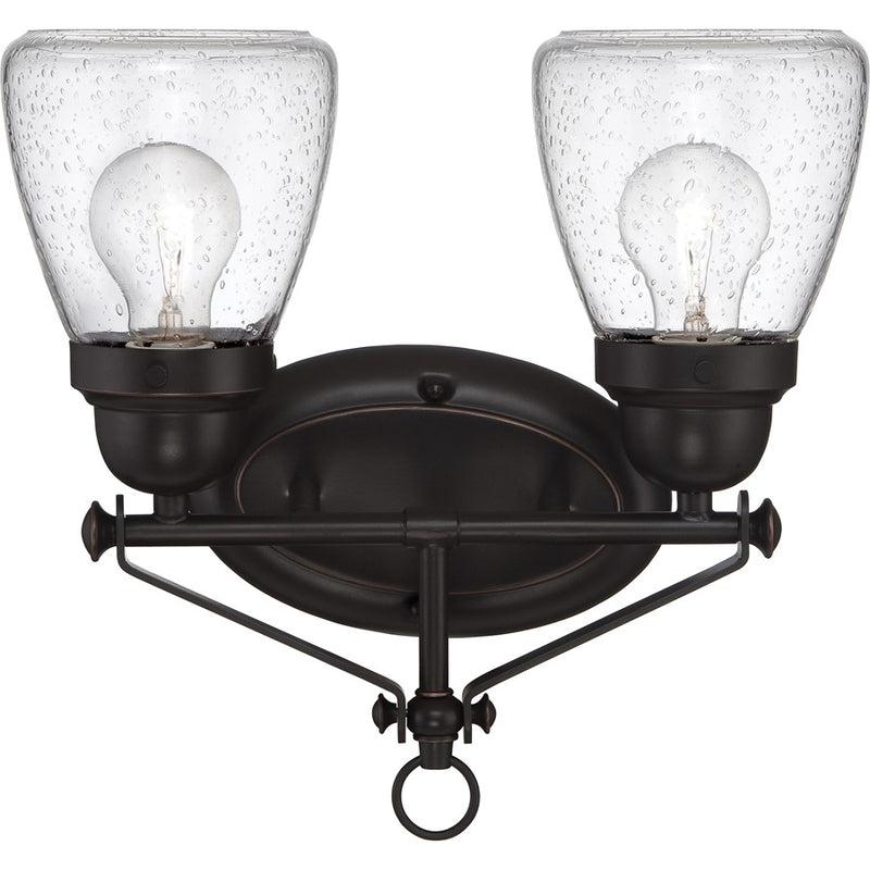 Nuvo Laurel 12.88in 2-Light Vanity Light | Traditional Sudbury Bronze and Clear Seeded Glass | Bathroom Vanity | 12.88 x 12.88 x 5.5 in | Model 60-5542