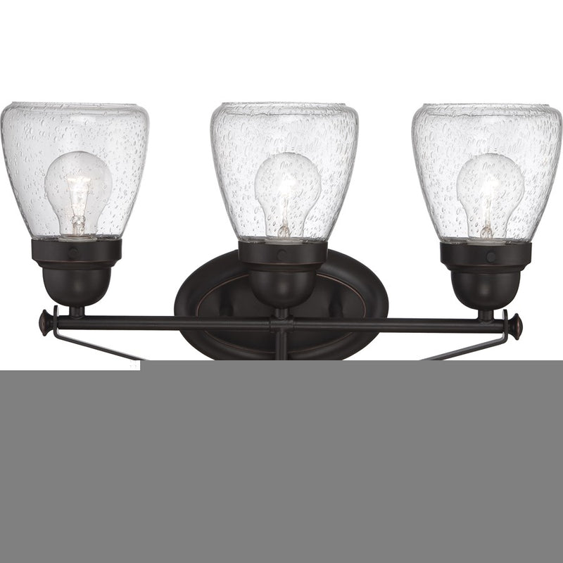 Nuvo Laurel 19in 3-Light Vanity Light | Traditional Sudbury Bronze and Clear Seeded Glass | Bathroom Vanity | 19.12 x 12.875 x 5.25 in | Model 60-5543