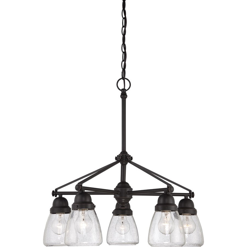 Nuvo Lighting Laurel 22.5in 5-Light Chandelier | Traditional Sudbury Bronze and Clear Seeded Glass | Dining Room & Living Room | 22.5 x | Model 60-5545