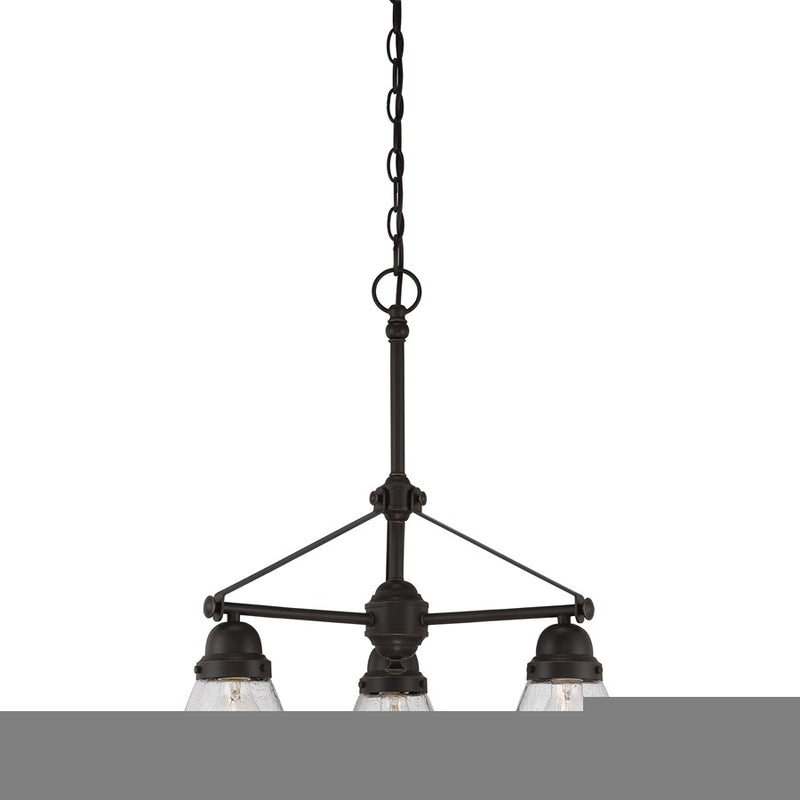 Nuvo Laurel 21.5in 3-Light Chandelier | Traditional Sudbury Bronze and Clear Seeded Glass | Dining Room & Living Room | 21.5 x 21.5 x | Model 60-5546