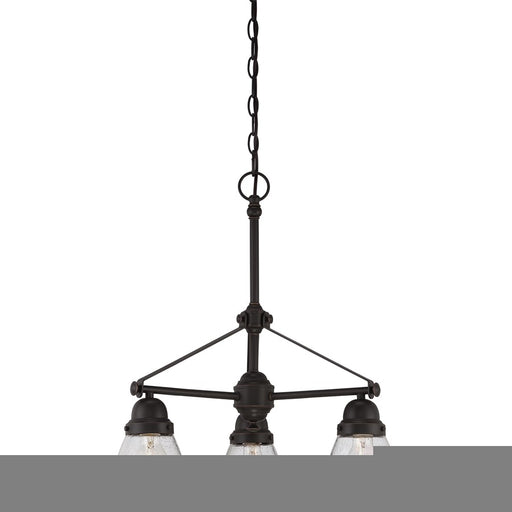 Nuvo Laurel 21.5in 3-Light Chandelier | Traditional Sudbury Bronze and Clear Seeded Glass | Dining Room & Living Room | 21.5 x 21.5 x | Model 60-5546