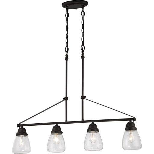 Nuvo Laurel 35.75in 4-Light Wall Sconce | Traditional Sudbury Bronze and Clear Seeded Glass | Living Room & Hallway | 35.75 x 5.25 x 29 in | Model 60-5548