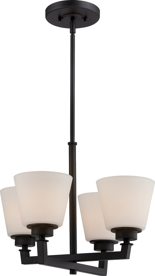 Nuvo Mobili 18in 4-Light Chandelier | Transitional Aged Bronze and Satin White Glass | Dining Room & Living Room | 18 x 18 x 52.25 in | Model 60-5558
