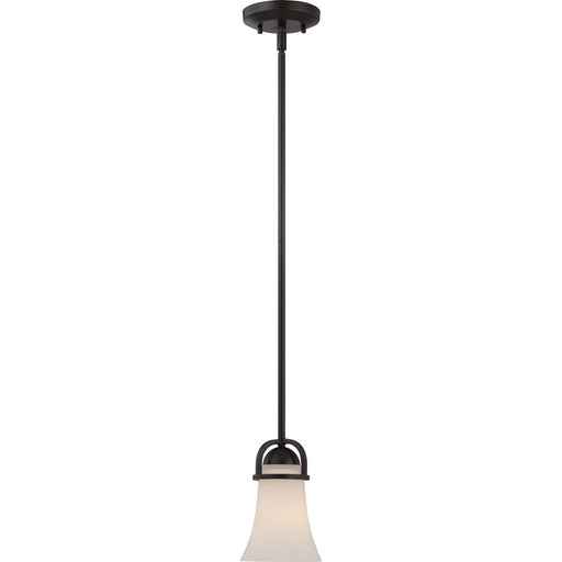 Nuvo Nevel 5in 1-Light Mini Pendant | Transitional Sudbury Bronze and Satin White Glass | Kitchen Island & Dining Room | 5 x 5 x 46.38 in | Model 60-5588