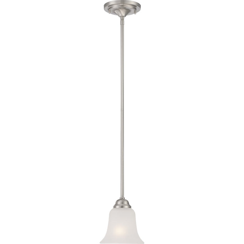 Nuvo Elizabeth 6in 1-Light Mini Pendant | Traditional Brushed Nickel and Frosted Glass | Kitchen Island & Dining Room | 6 x 6 x 51 in | Model 60-5597