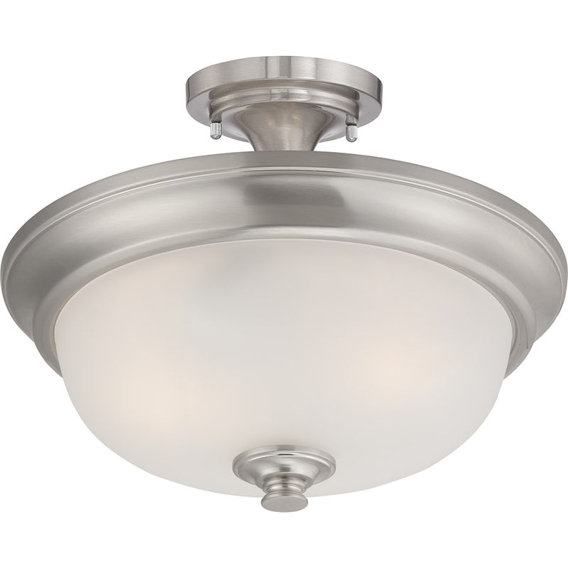 Nuvo Elizabeth 18in 2-Light Semi Flush Mount | Traditional Brushed Nickel and Frosted Glass | Entryway & Hallway Ceiling Light | 18 x | Model 60-5600