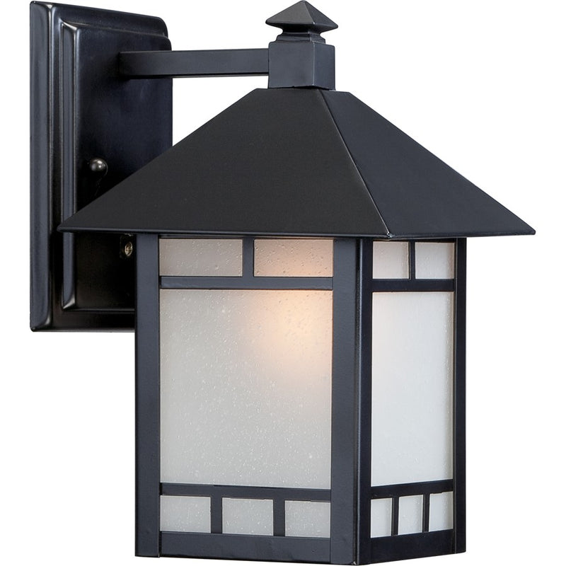 Nuvo Drexel 7in 1-Light Outdoor Wall Fixture | Traditional Stone Black and Frosted Seed Glass | Covered Patio & Entryway | 7 x 8.5 x 10.5 | Model 60-5601