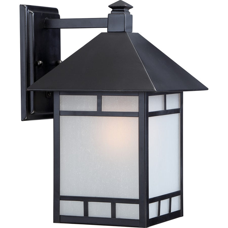 Nuvo Drexel 9in 1-Light Outdoor Wall Fixture | Traditional Stone Black and Frosted Seed Glass | Covered Patio & Entryway | 9 x 14 x 10.5 in | Model 60-5602