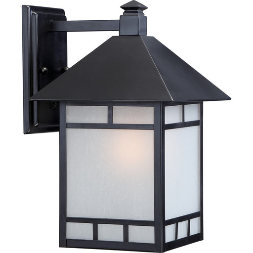 Nuvo Drexel 9in 1-Light Outdoor Wall Fixture | Traditional Stone Black and Frosted Seed Glass | Covered Patio & Entryway | 9 x 14 x 10.5 in | Model 60-5602