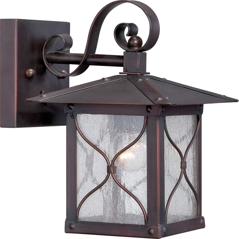 Nuvo Vega 6.5in 1-Light Outdoor Wall Lantern | Traditional Classic Bronze and Clear Seed Glass | Entryway & Covered Patio | 6.5 x 9.75 in | Model 60-5611