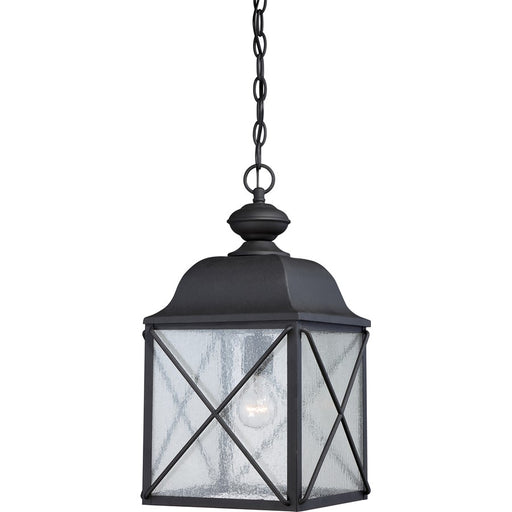 Nuvo Wingate 1-Light Outdoor Hanging Lantern | Traditional Textured Black and Clear Seed Glass | Covered Patio & Entryway | 9.88 x 18.5 in | Model 60-5624