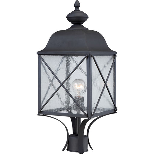 Nuvo Wingate 23in 1-Light Outdoor Post Fixture | Traditional Textured Black and Clear Seed Glass | Entryway & Garden Path | 9.88 x 23 in | Model 60-5625