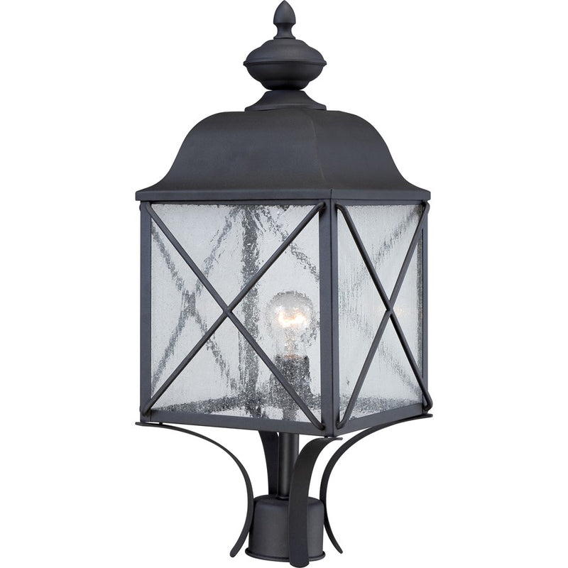 Nuvo Wingate 23in 1-Light Outdoor Post Fixture | Traditional Textured Black and Clear Seed Glass | Entryway & Garden Path | 9.88 x 23 in | Model 60-5625