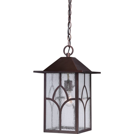 Nuvo Stanton 10in 1-Light Outdoor Hanging Lantern | Traditional Claret Bronze and Clear Seed Glass | Covered Porch & Entryway | 10 x 16.62 | Model 60-5644