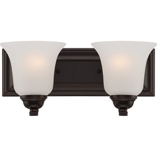 Nuvo Elizabeth 13.75in 2-Light Vanity Light | Traditional Sudbury Bronze and Frosted Glass | Bathroom Vanity & Powder Room | 13.75 x 7.5 x | Model 60-5692