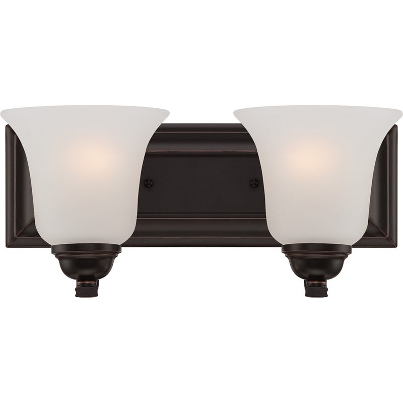 Nuvo Elizabeth 13.75in 2-Light Vanity Light | Traditional Sudbury Bronze and Frosted Glass | Bathroom Vanity & Powder Room | 13.75 x 7.5 x | Model 60-5692