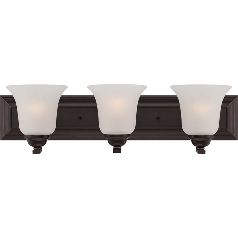 Nuvo Elizabeth 24in 3-Light Vanity Light | Traditional Sudbury Bronze and Frosted Glass | Bathroom Vanity | 24 x 6.5 x 7.5 in | Model 60-5693