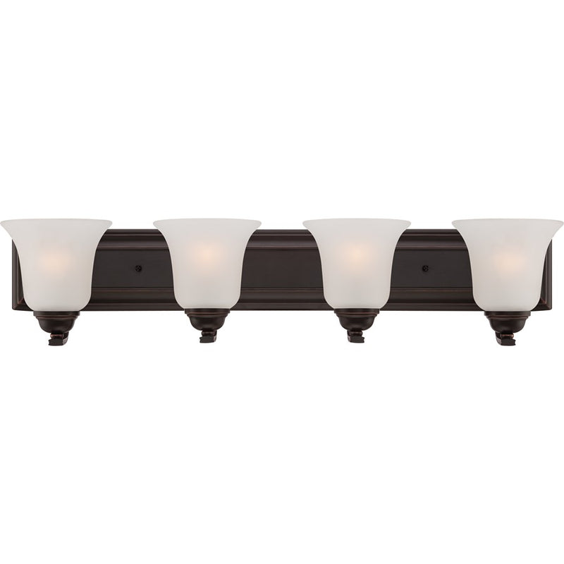 Nuvo Elizabeth 30in 4-Light Vanity Light | Traditional Sudbury Bronze and Frosted Glass | Bathroom Vanity | 30 x 6.5 x 7.5 in | Model 60-5694
