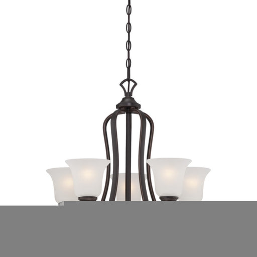Nuvo Elizabeth 25in 5-Light Chandelier | Traditional Sudbury Bronze and Frosted Glass | Dining Room & Living Room | 25 x 25 x 24.62 in | Model 60-5695