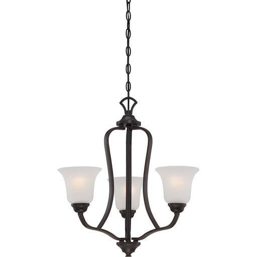Nuvo Elizabeth 21.5in 3-Light Chandelier | Traditional Sudbury Bronze and Frosted Glass | Dining Room & Living Room | 21.5 x 21.5 x 22.5 in | Model 60-5696