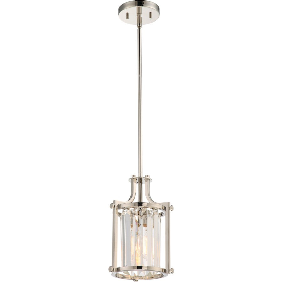 Nuvo Lighting Krys 1 Light Crystal Accent Mini Pendant Polished Nickel