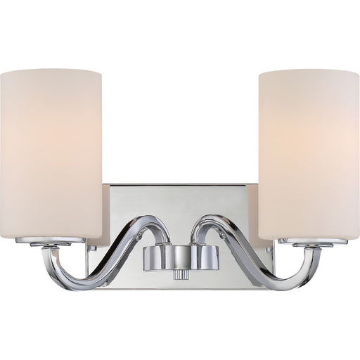 Nuvo Willow 14in 2-Light Vanity Light | Traditional Polished Nickel and White Glass | Bathroom Vanity | 14 x 8 in | Model 60-5802