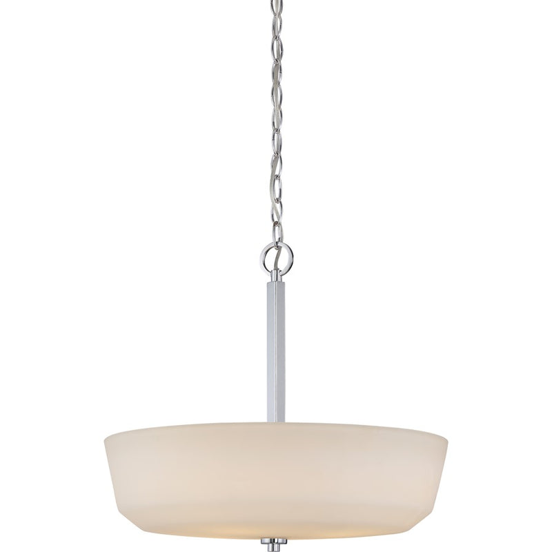Nuvo Lighting Willow 18in 4-Light Pendant | Traditional Polished Nickel and White Glass | Kitchen Island & Dining Room | 18 x 18 x 17.625 | Model 60-5807