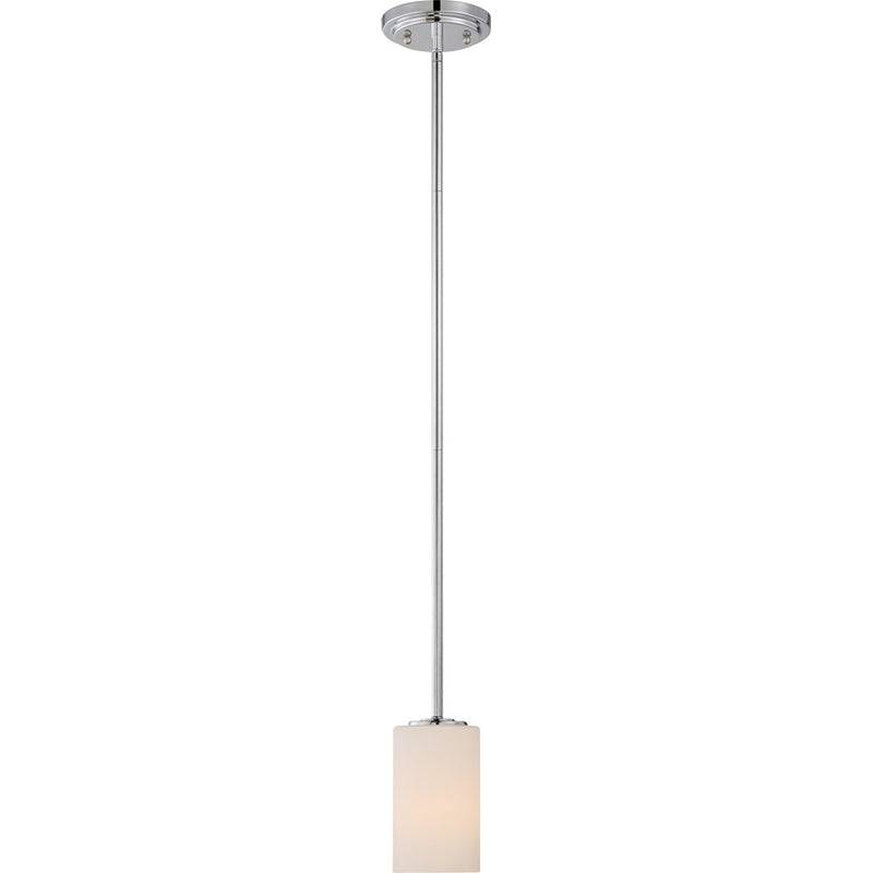 Nuvo Willow 1-Light Mini Pendant | Traditional Polished Nickel and White Glass | Kitchen Island & Dining Room | 3.875 x 44.625 in | Model 60-5808