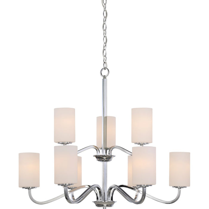Nuvo Lighting Willow 9 Light 2-Tier Hangng, White/Polished Nickel