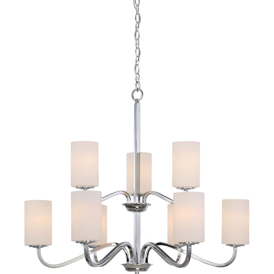 Nuvo Lighting Willow 9 Light 2-Tier Hangng, White/Polished Nickel