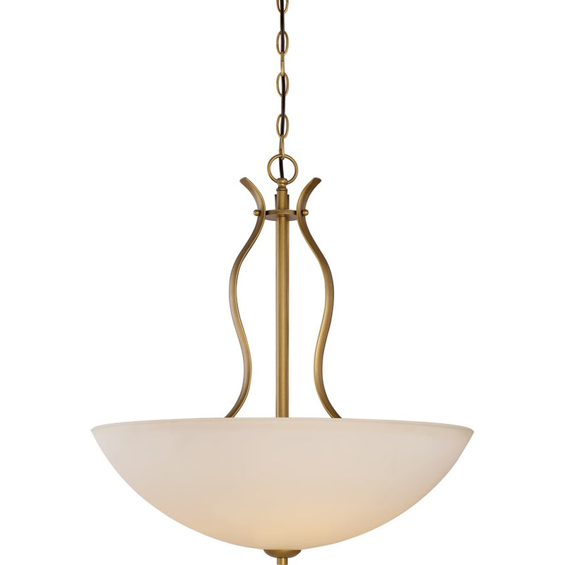 Nuvo Lighting Dillard 22in 4-Light Pendant | Traditional Natural Brass and White Glass | Kitchen Island & Dining Room | 22 x 22 x 24 in | Model 60-5817